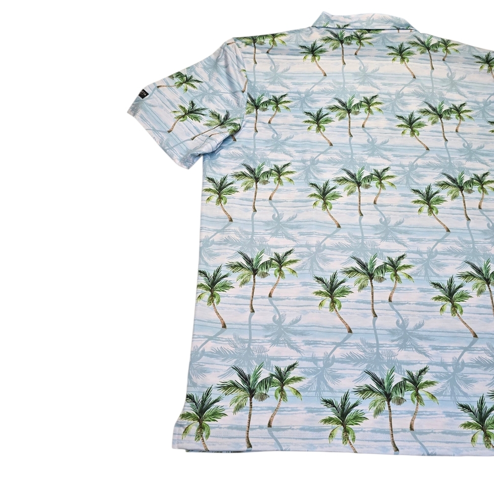 NWT Yatta Golf Makani Olu Olu Performance S/S Polo, Palm Tree AOP, Men's Sz 3XL - Picture 9 of 13